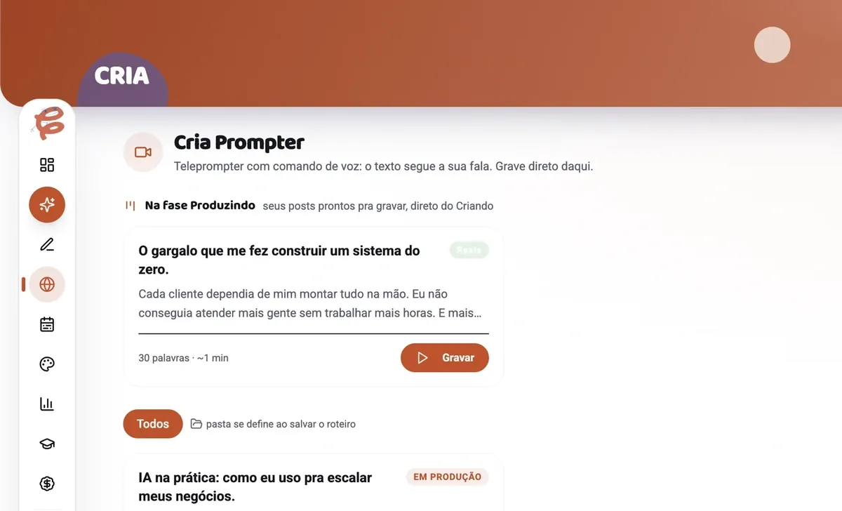Cria Prompter, teleprompter com comando de voz