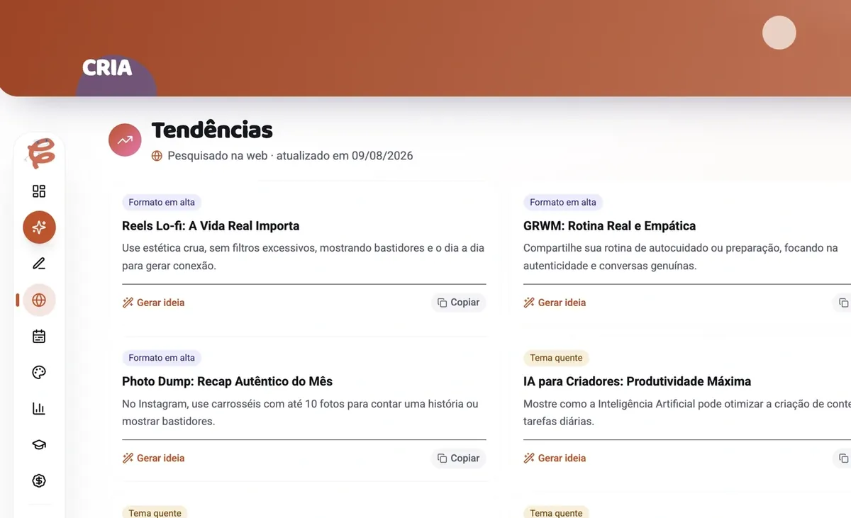Tendências pesquisadas na web